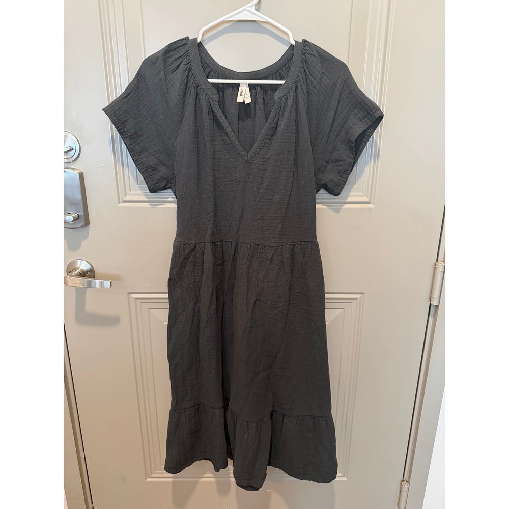 Pact Coastal Double Gauze Breezy Dress Gray Size Medium
